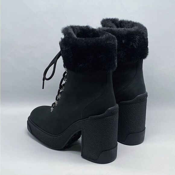 Moncler Claudia faux fur-trimmed nubuck ankle boot size 38 - Picture 9 of 16